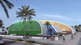 Diseño del nuevo pabellón de deportes en San Pedro.