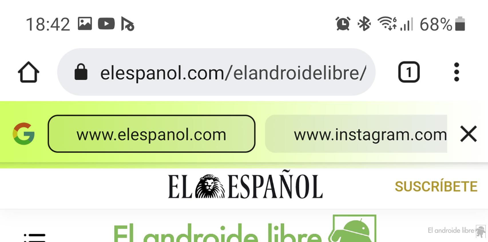 Los resultados de búsqueda en la parte superior para usar un gesto y pasar entre ellos