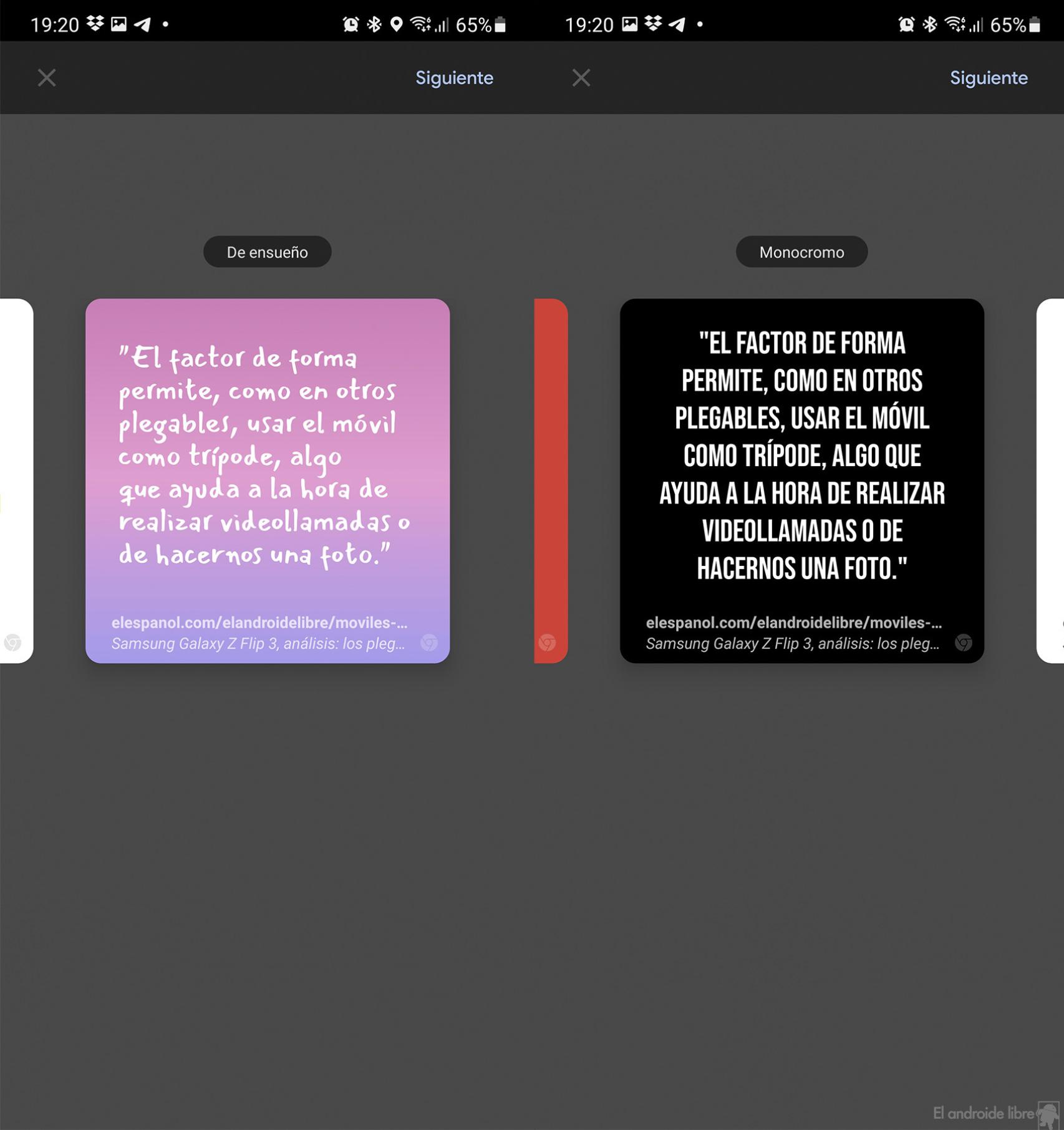 Tarjetas estilizadas en Chrome Beta