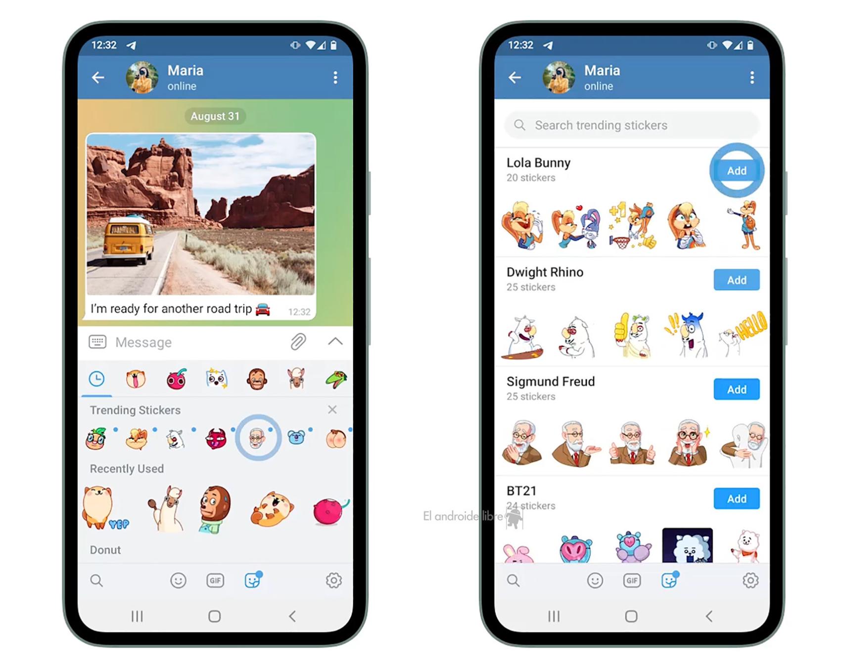Stickers destacados en Telegram