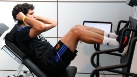 Jesús Vallejo, durante un entrenamiento del Real Madrid