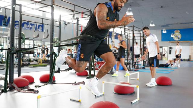 Marcelo, durante un entrenamiento del Real Madrid