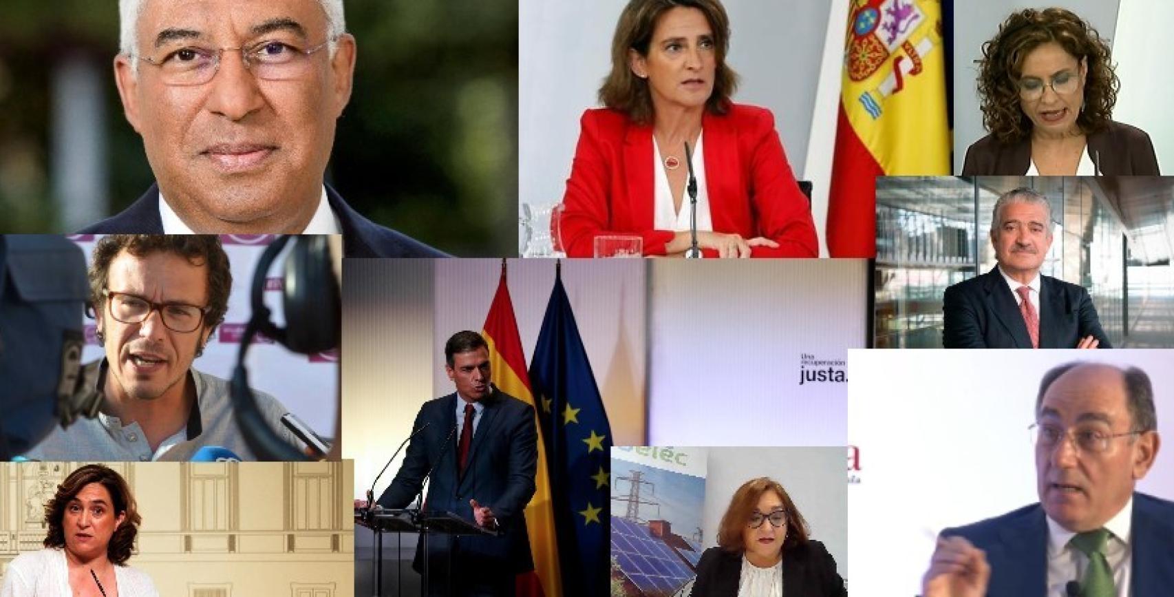 António Costa, Teresa Ribera, María Jesús Montero, Kichi, Ada Colau, Pedro Sánchez, Marina Serrano, José Bogas and Ignacio S. Galán.