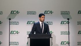 Al-Khelaïfi durante una asamblea de la ECA