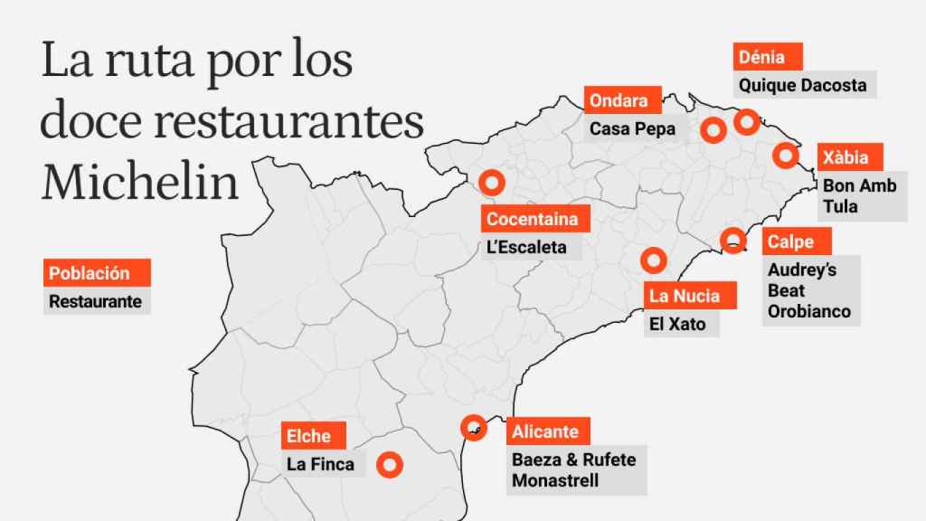 Estos doce restaurantes de Alicante acumulan dieciséis estrellas Michelin.