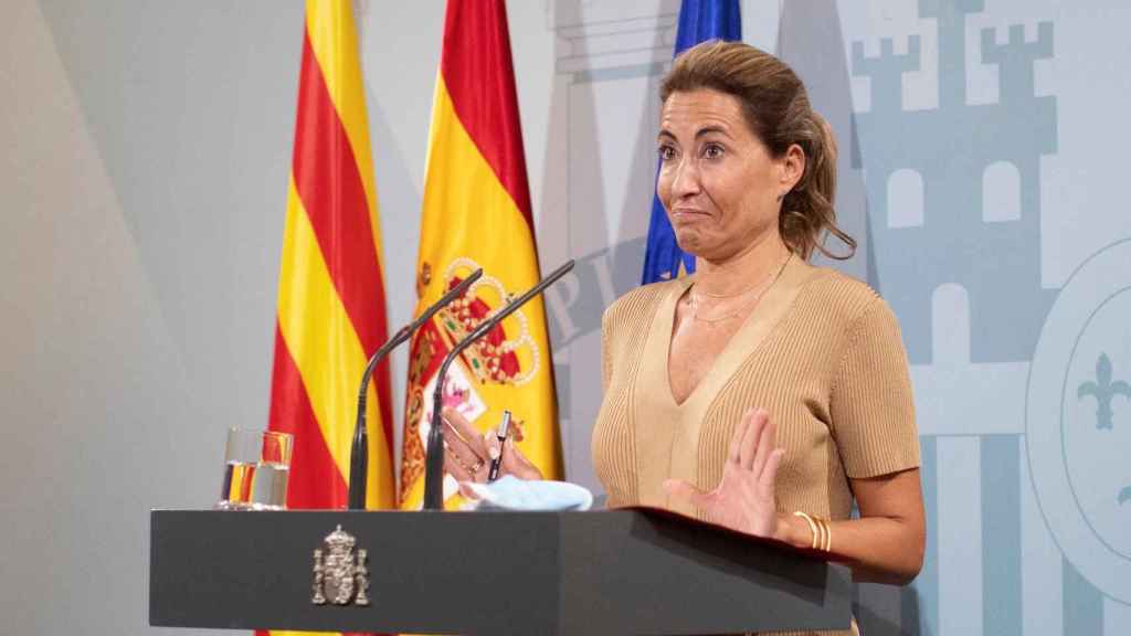 La ministra de Transportes, Raquel Sánchez, en rueda de prensa.