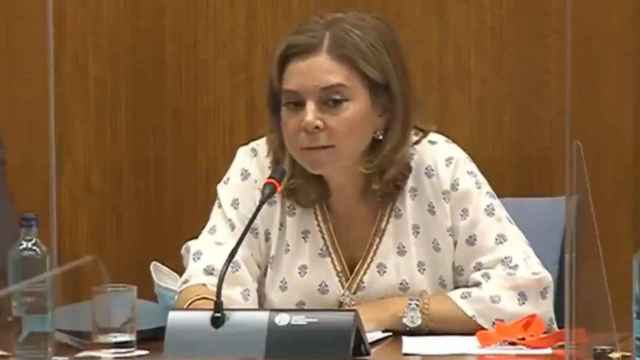La mujer de Juan Espadas, Carmen Ibanco, en una comisión del Parlamento en una imagen de archivo.