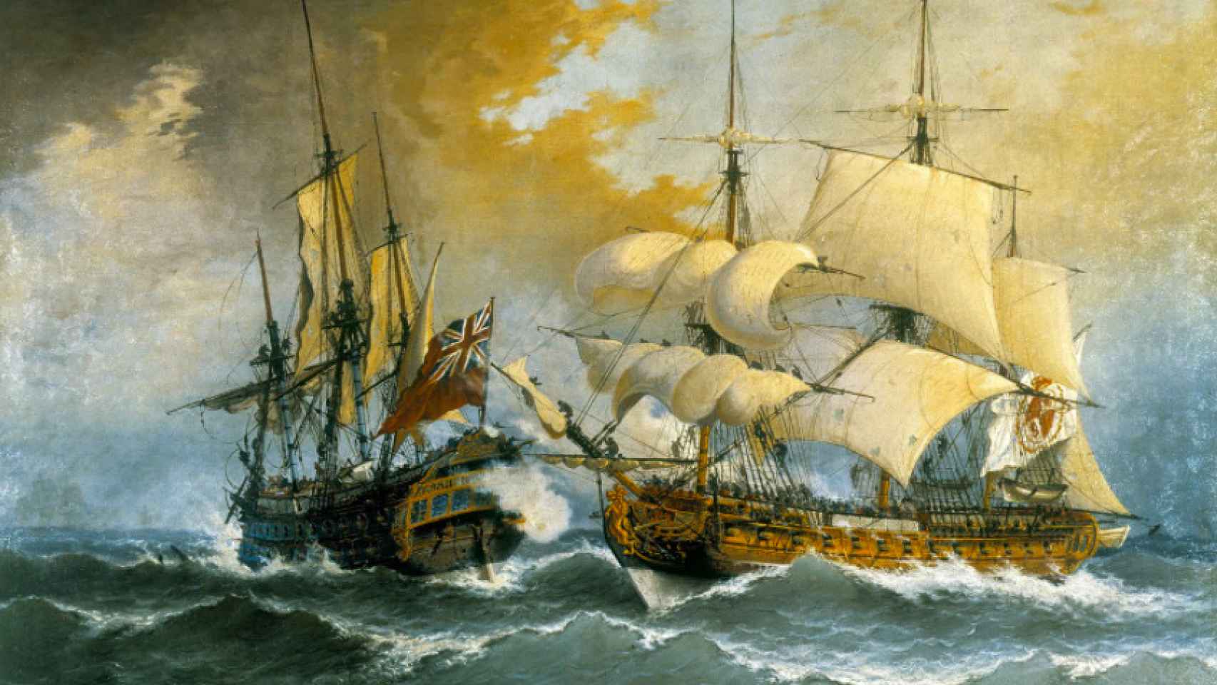 Combate de una fragata española contra el navío inglés Stanhope (ca. 1710), Ángel María Cortellini.