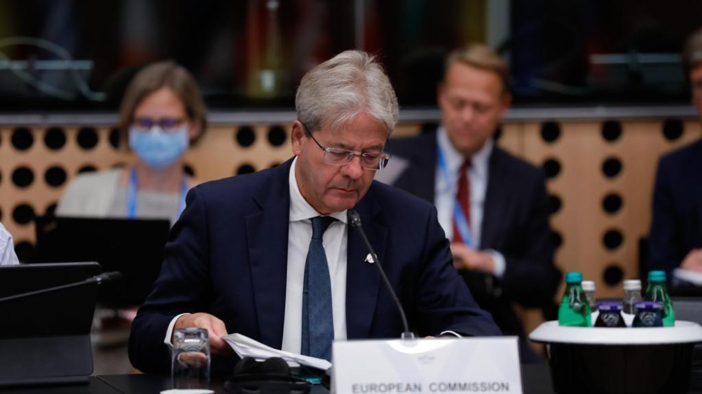 The Commissioner for Economic Affairs, Paolo Gentiloni, during the Ecofin meeting in Slovenia