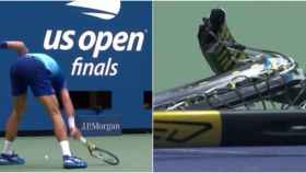 Djokovic vuelve a las andadas: así destrozó su raqueta en la final del US Open ante Medvedev
