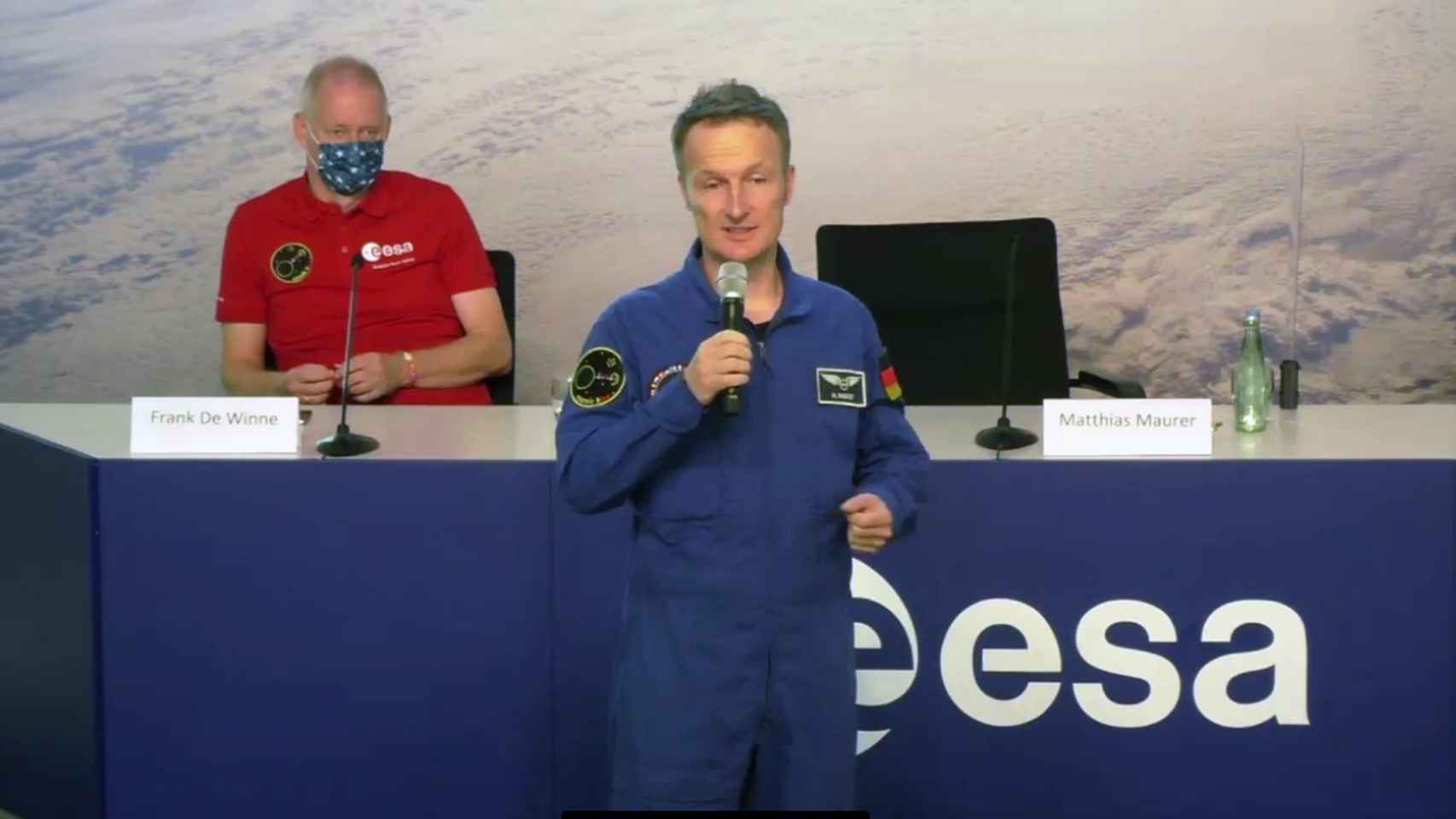 Matthias Maurer durante su comparecencia en el Centro Europeo de Astronautas de la ESA.