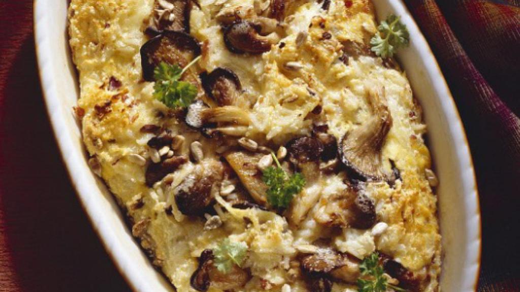 Arroz chino con setas ostras.