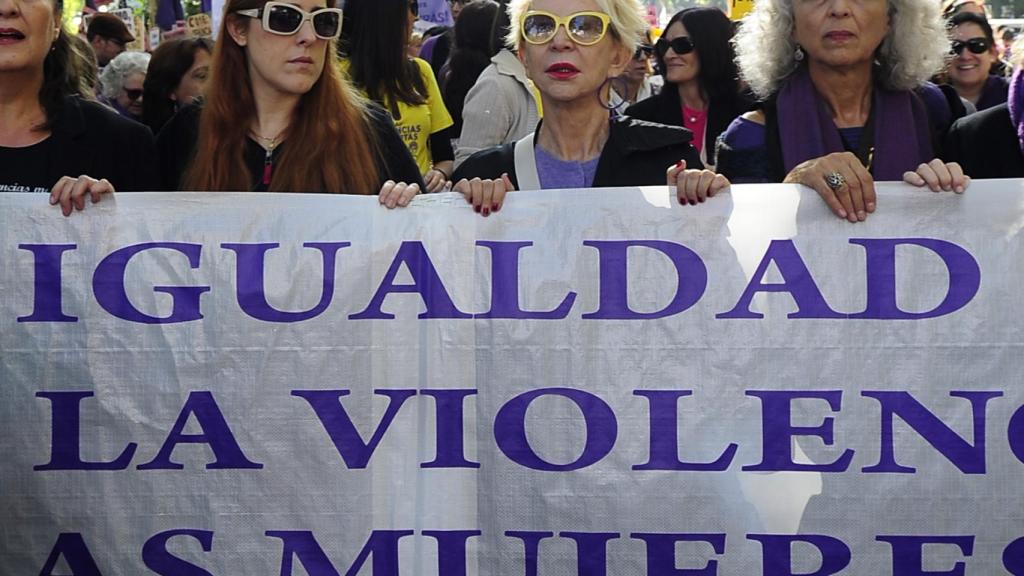 La periodista en una manifestación contra la violencia machista.