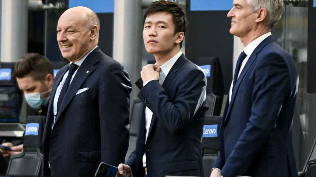 Alessandro Antonello y Steven Zhang, en el palco del Inter