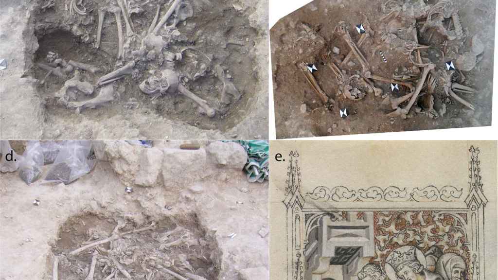 Imágenes de la fosa común con los cadáveres de los cruzados del castillo de Sidón.