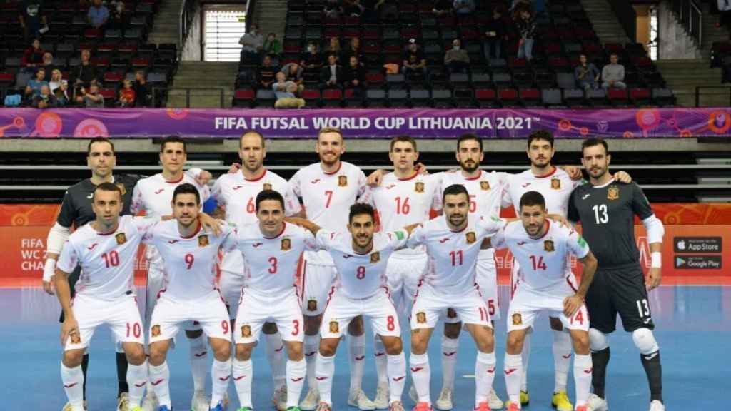 Los jugadores de la selección española de fútbol sala en el Mundial de 2021