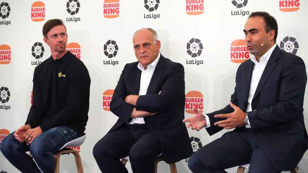 Guti y Tebas en la presentación del acuerdo entre LaLiga y Burger King