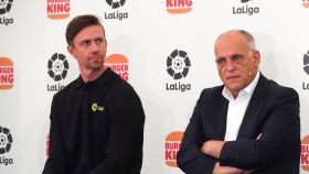 Guti y Tebas en la presentación del acuerdo entre LaLiga y Burger King