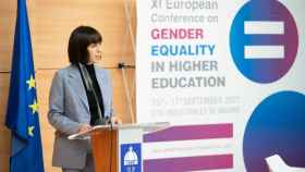 La ministra de Ciencia e Innovación, Diana Morant, durante la inauguración de la XI European Conference on Gender Equality in Higher Education