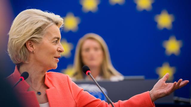 La presidenta Ursula von der Leyen, durante el discurso sobre el estado de la Unión