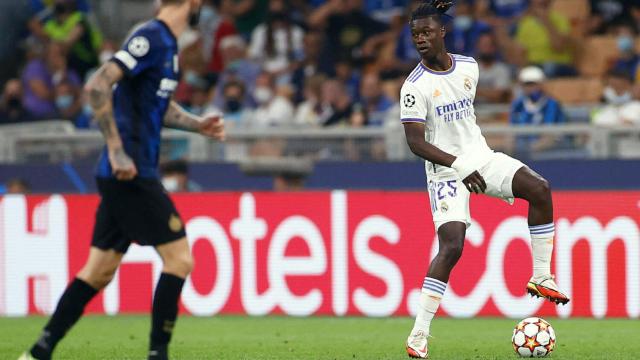 Eduardo Camavinga en su debut en Champions con el Real Madrid contra el Inter