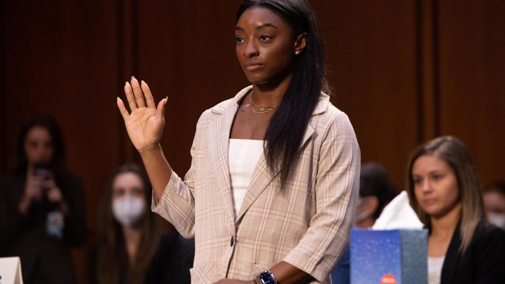 Simone Biles, at the oath before testifying in front of the US Senate