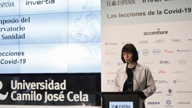 Diana Morant, ministra de Ciencia e Innovación, en la clausura del II Simposio del Observatorio de la Sanidad.