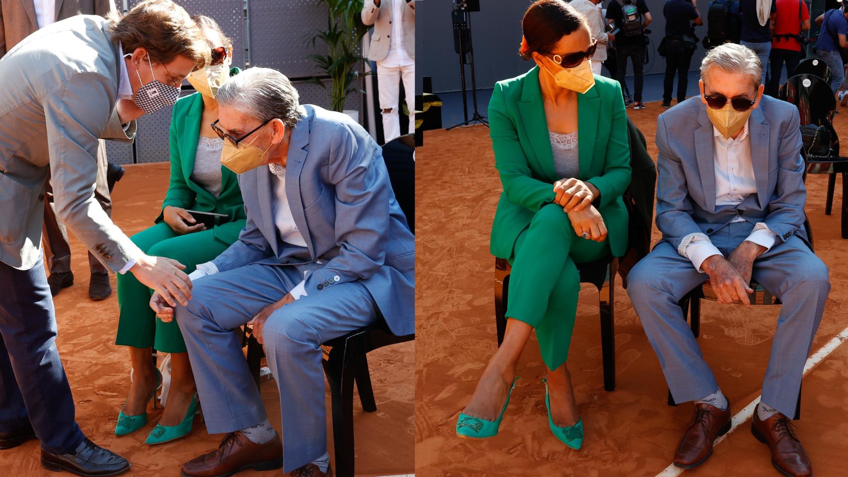 Santana saludando a José Luis Martínez-Almeida y en compañía de su mujer en montaje de JALEOS.