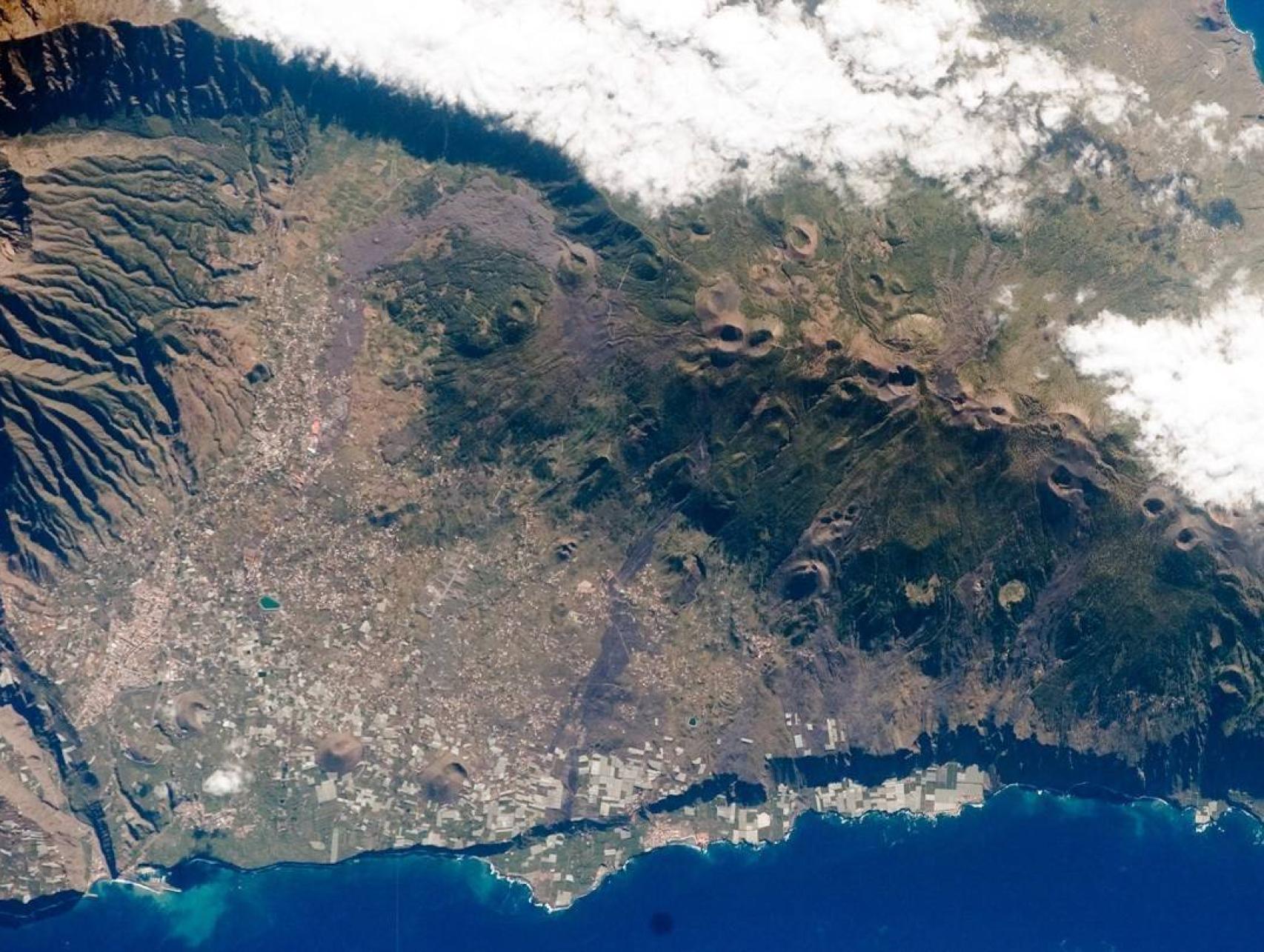 NASA aerial image of the Cumbre Vieja de La Palma.