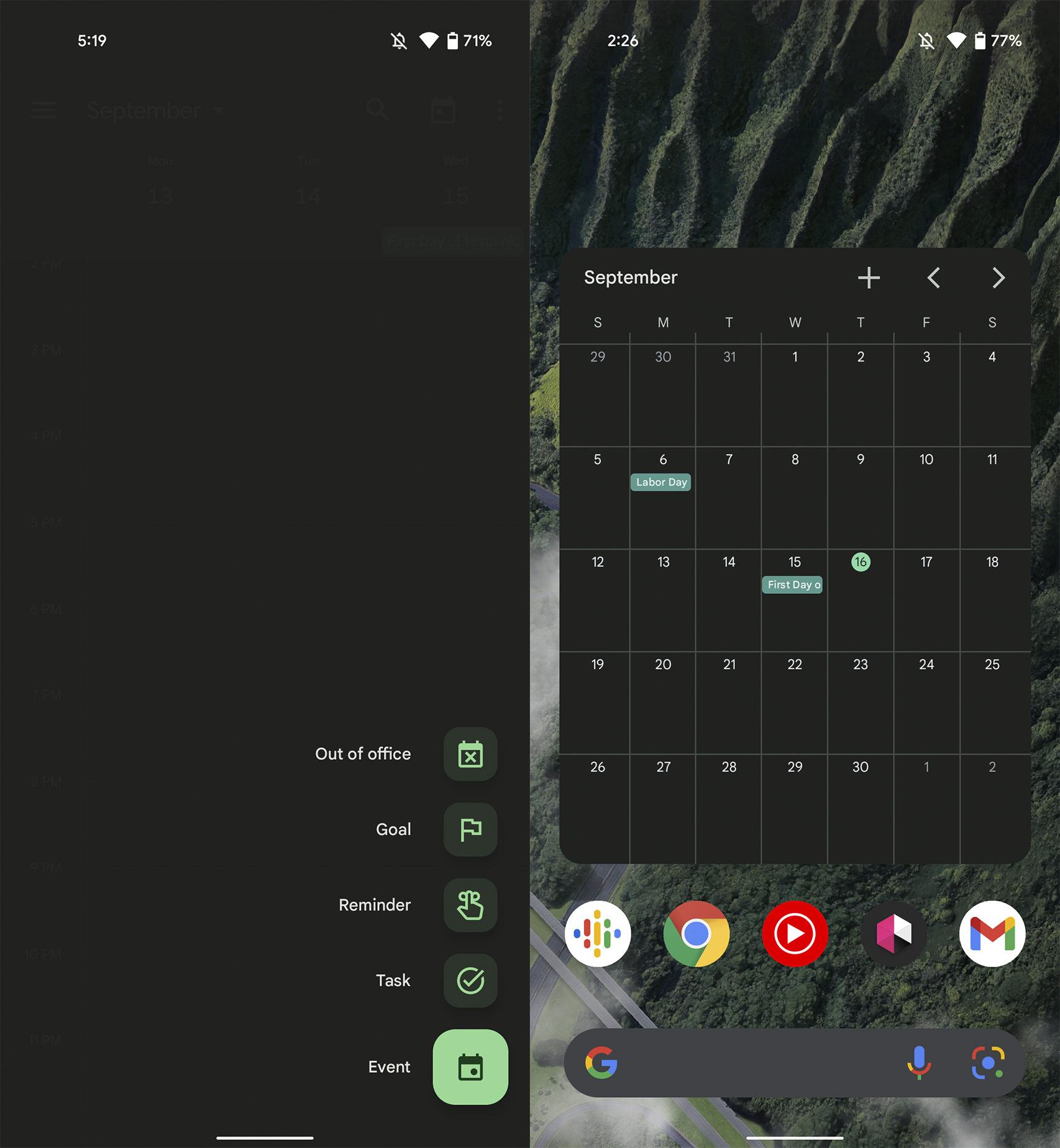 Calendario de Google con Material You