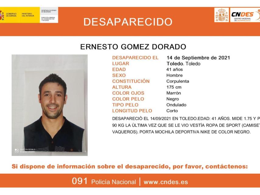 Ernesto Gómez Dorado desapareció en Toledo el pasado martes 14 de septiembre.