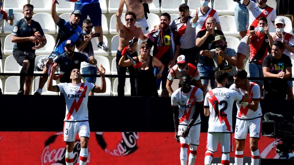 Falcao celebra su primer gol con el Rayo Vallecano