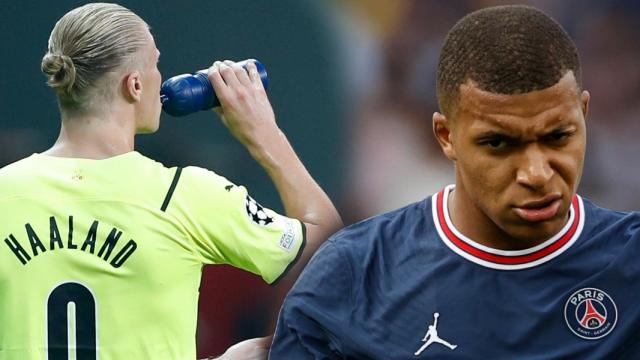 Erling Haaland y Kylian Mbappé, en un fotomontaje