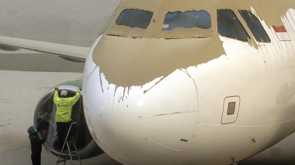 Ash on plane