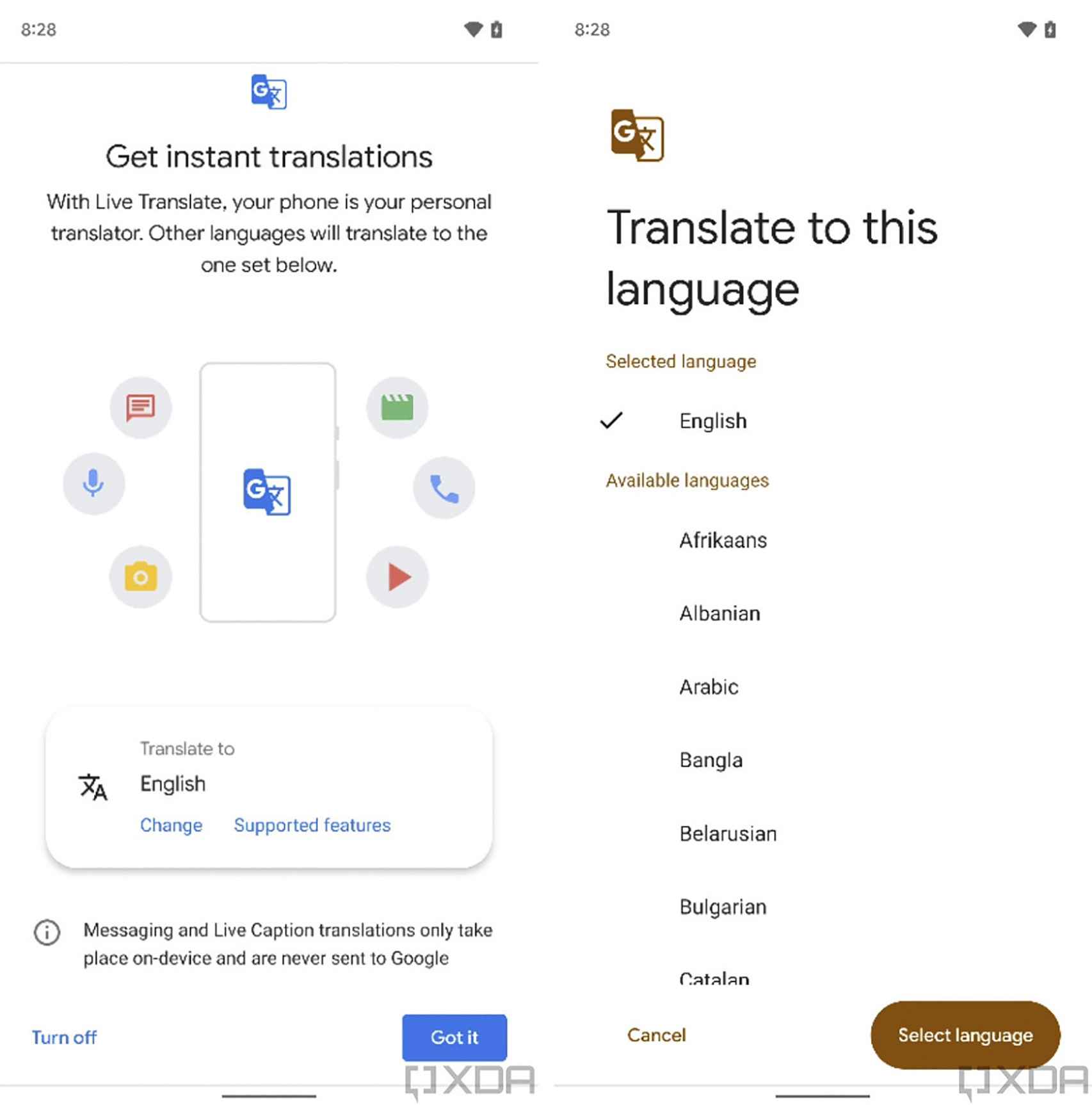 Live Translate en el Google Pixel 6