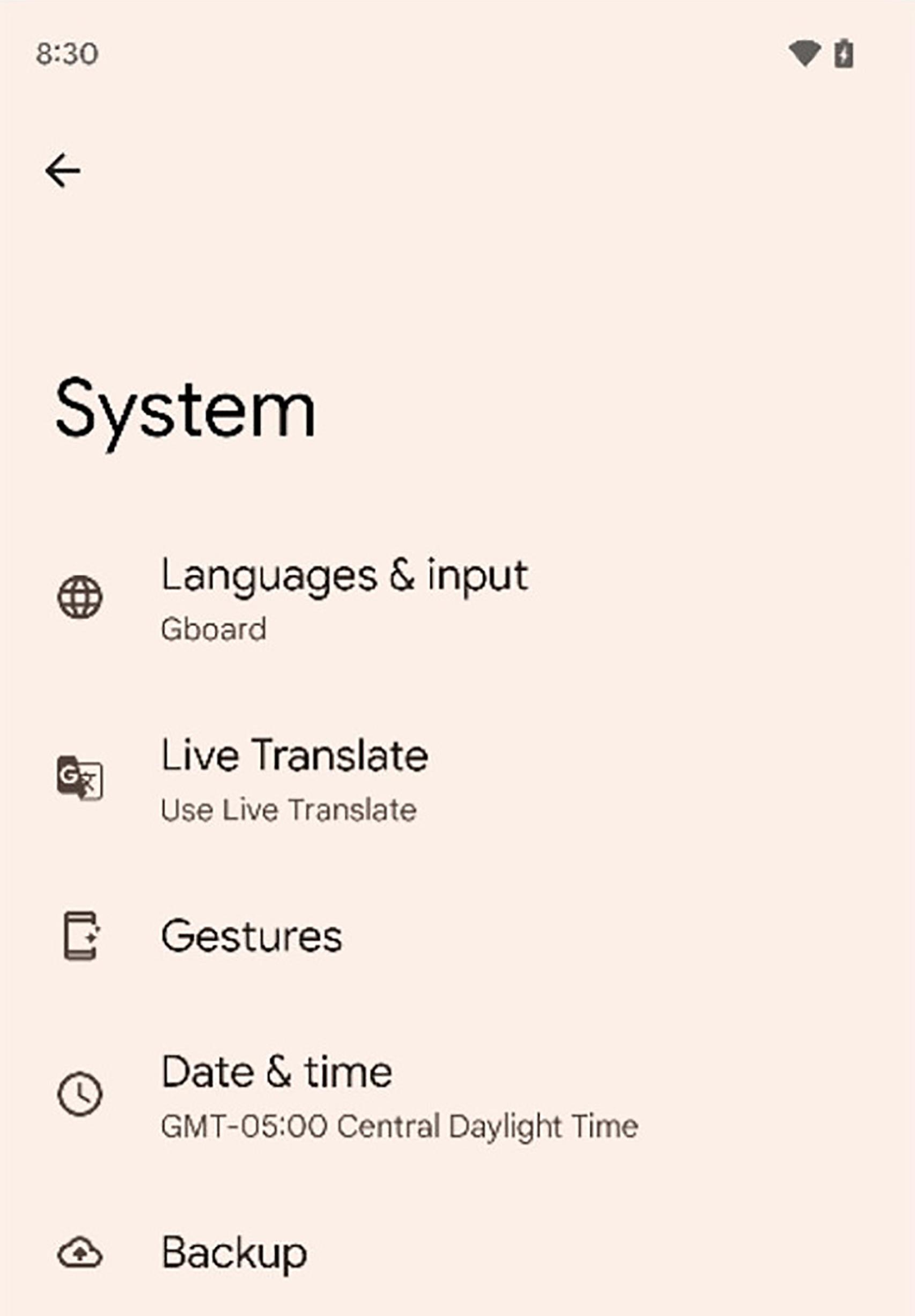 Live Translate aparece en los Ajustes del sistema
