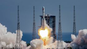 Long March-7 rocket, carrying the Tianzhou-3 cargo spacecraft, takes off from Wenchang Spacecraft Launch Center