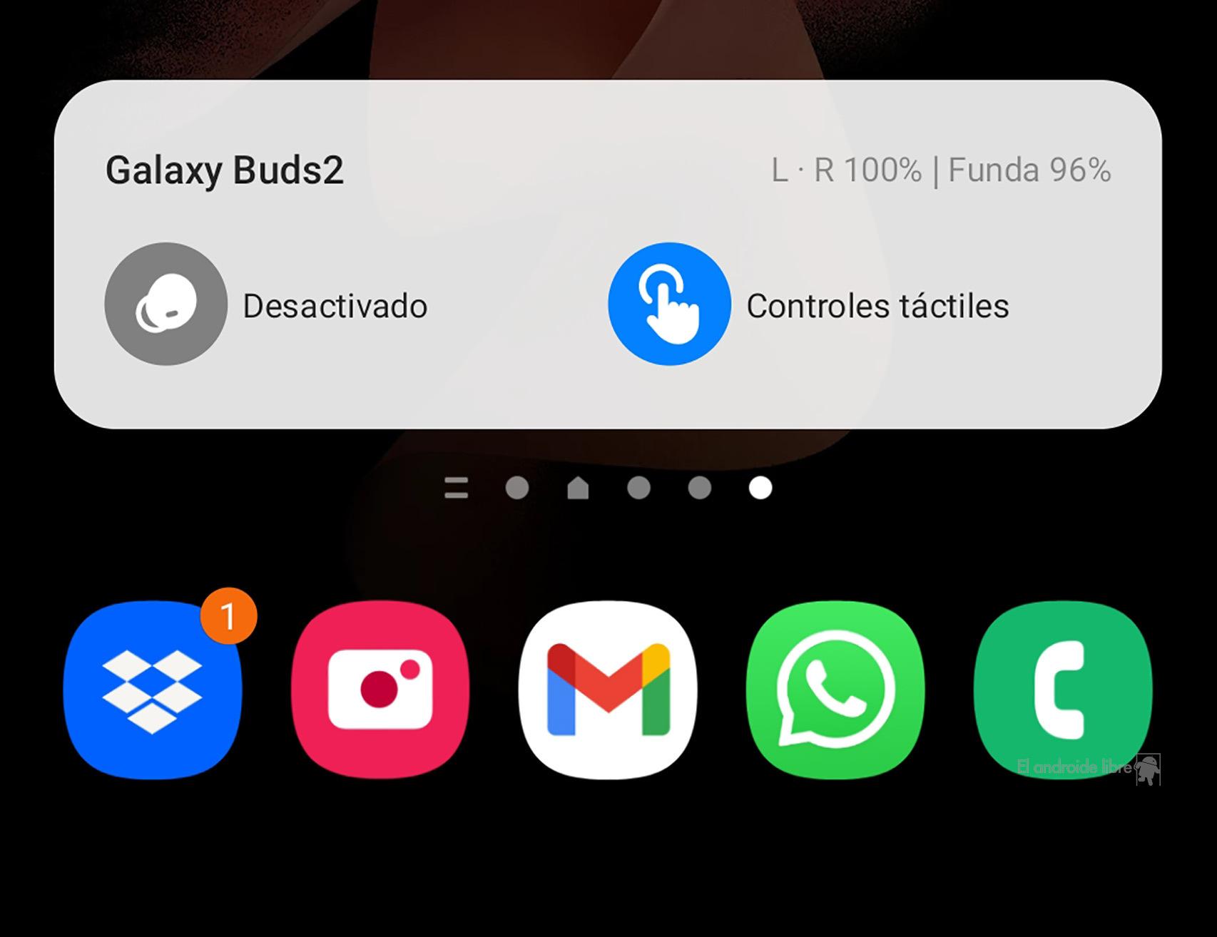 El widget de Galaxy Wearable para los Samsung Galaxy Buds 2