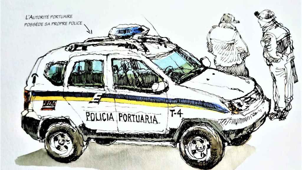 Un retrato de un coche de la policía portuaria