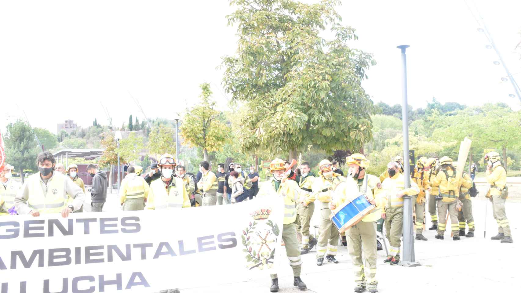 Protesta de los bomberos forestales en las Cortes