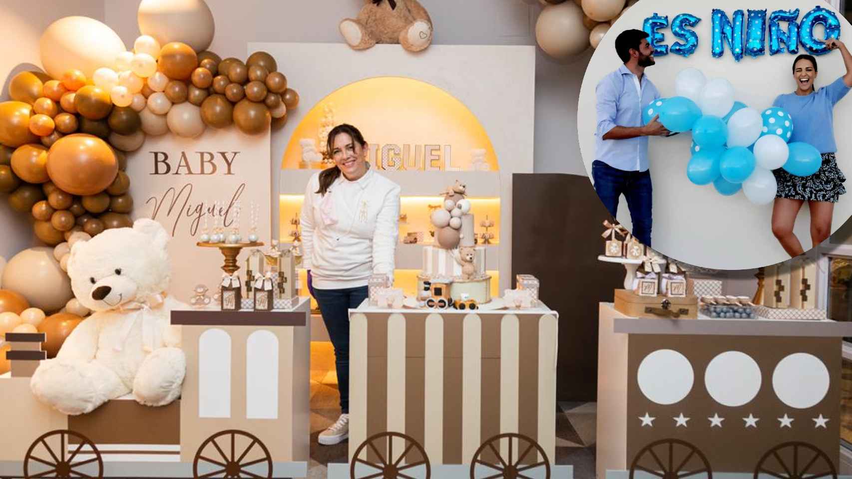 Vanesa Pinedo posa con sus creaciones en la 'baby shower' de Miguel Jr, hijo de Paula Echevarría y Miguel Torres.