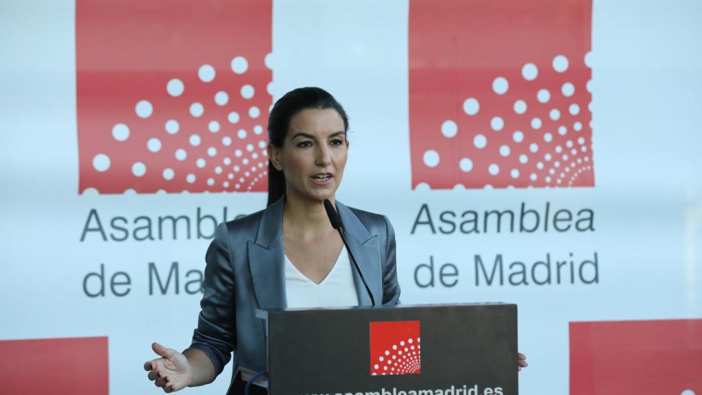 The Vox spokesperson in the Madrid Assembly, Rocío Monasterio, offers a press conference prior to the holding of a plenary session in the Madrid Assembly.