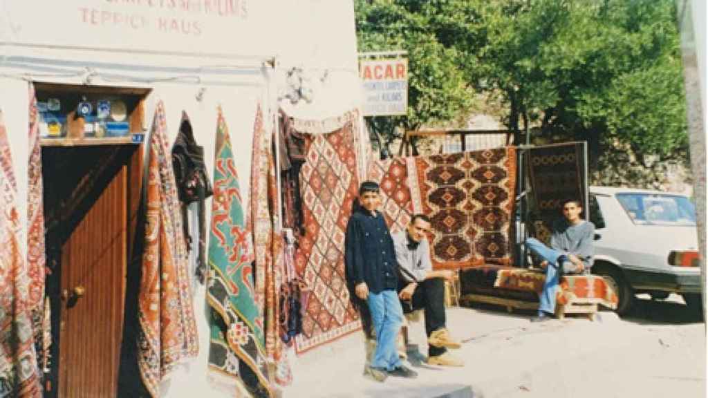 Exterior of the family-friendly carpet store that he opened with his father in Antalya, Turkey.