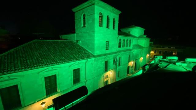 El edificio de la Diputación de Zamora se ilumina de verde por los 'otros ángeles verdes'