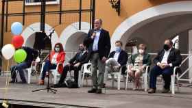 Momento de la intervención del alcalde, Emilio Sáez, en el acto de la Once en Albacete