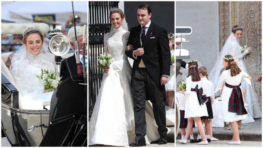 Jaime de Borbón-Dos Sicilias y Charlotte Lindesay-Bethune, en varios momentos de su boda | Fotos: Gtres