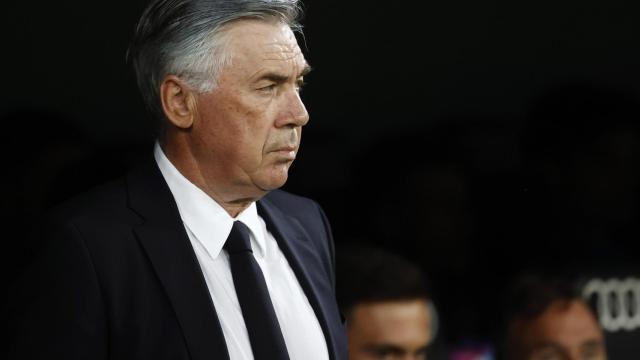 Carlo Ancelotti, en el banquillo del Estadio Santiago Bernabéu