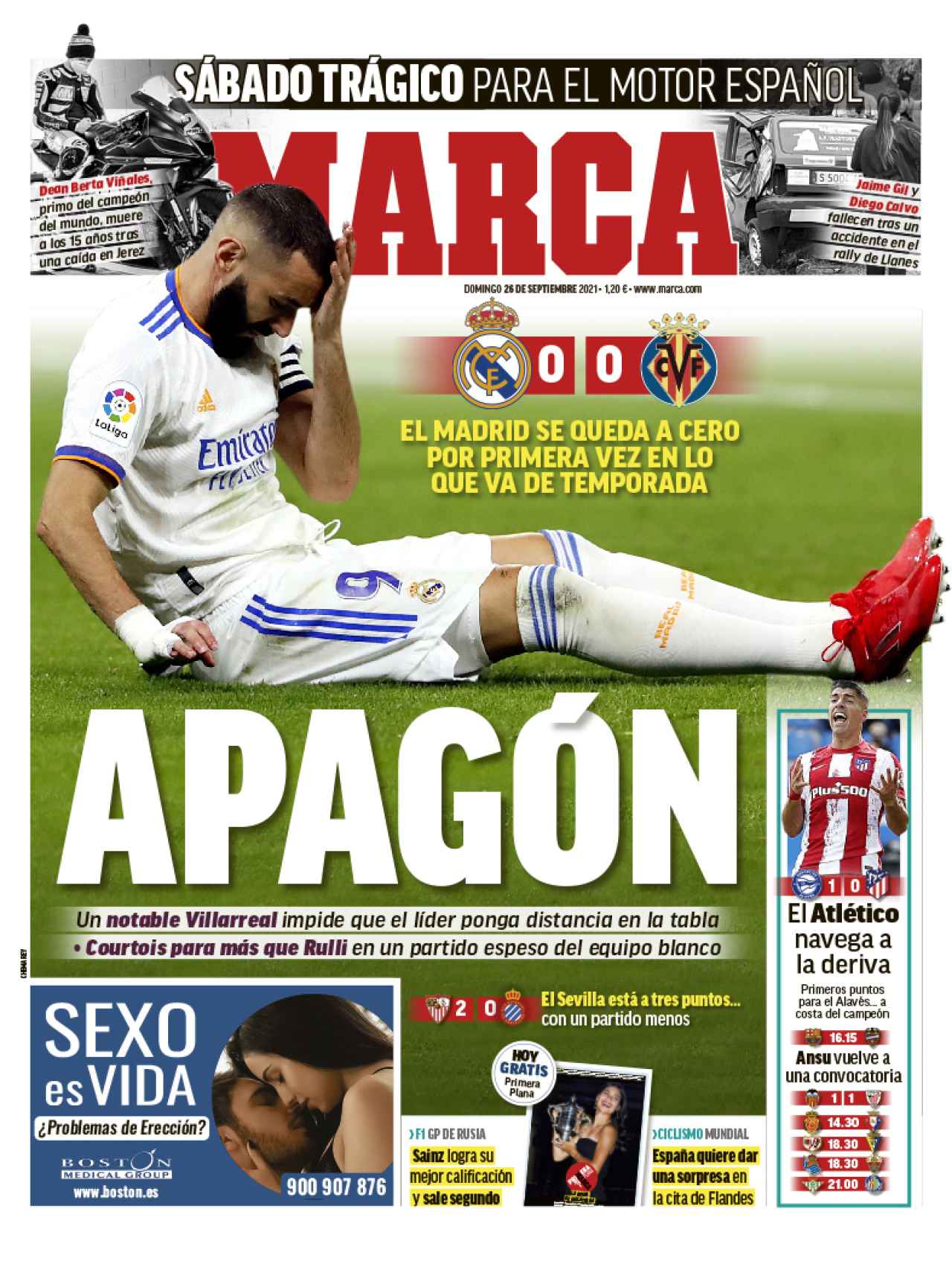 La portada del diario MARCA (26/09/2021)