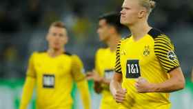 Haaland durante un partido del Dortmund