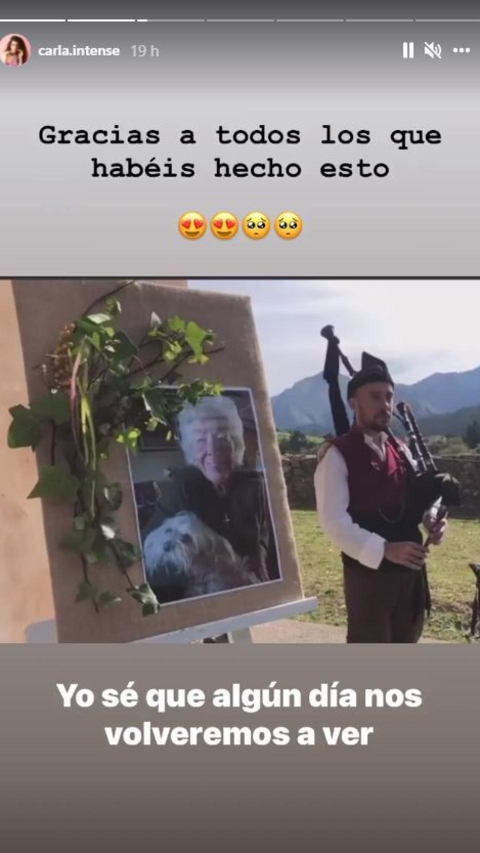 Carla Vigo, bisnieta de Menchu Álvarez del Valle, en un 'story' de Instagram.